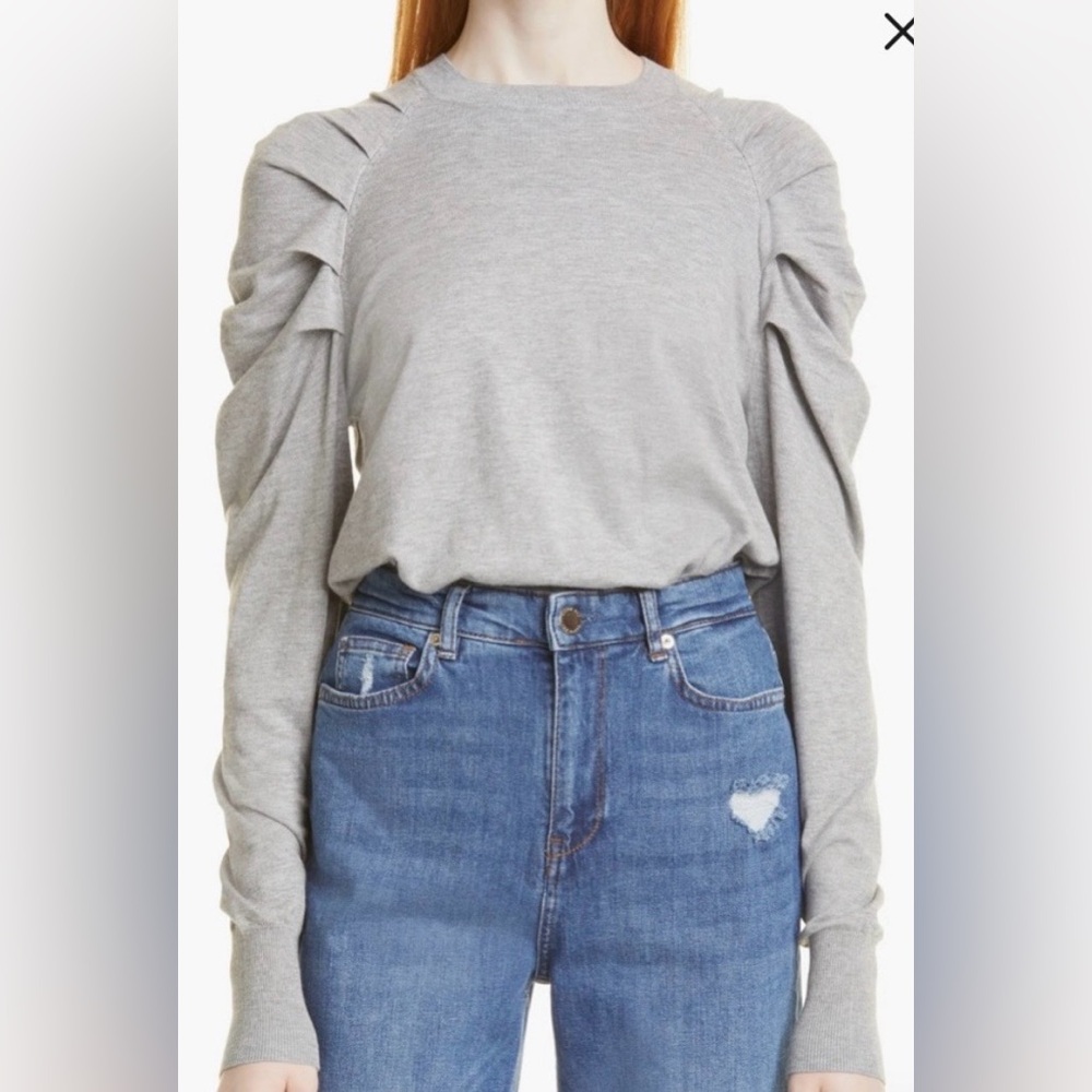 Ted Baker London Alicina Gray Ruched Folded Sleeve Sweater size 2 / US 6 Small
